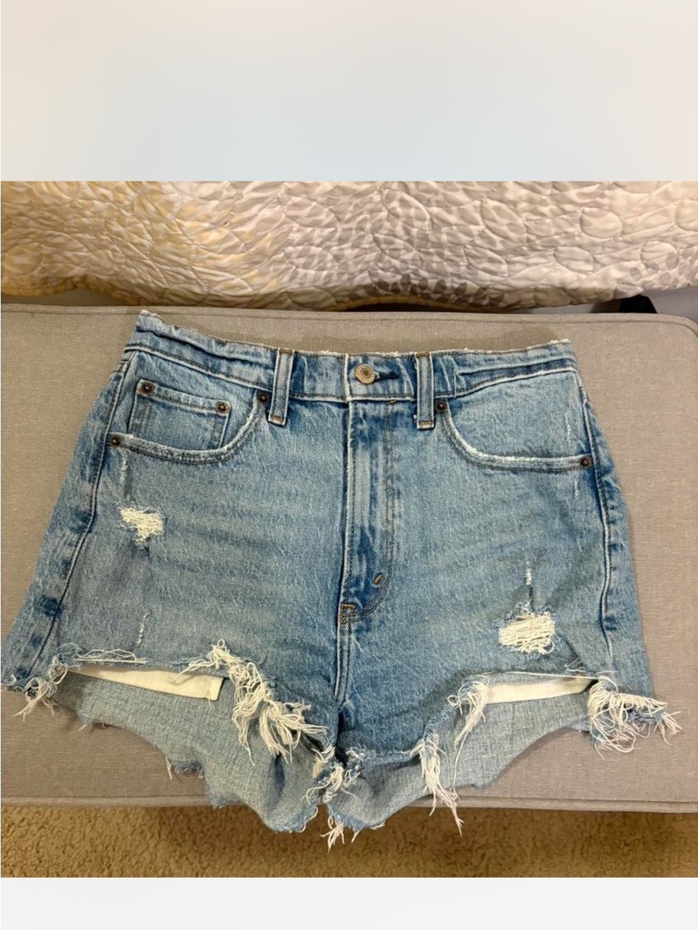 Abercrombie & Fitch Light Blue Distressed Denim Cutoff Shorts
